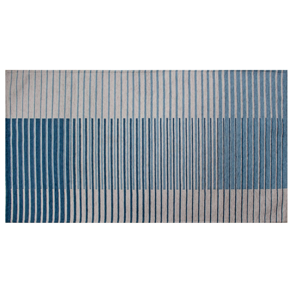 Tappeto Arredo Moderno Morbido in Ciniglia Ingresso Antiscivolo Prodotto Italiano  Soggiorno Camera Salotto Disegni Piazzati Cotone Varie Misure Grande Neon/Azzuro - 65x115 cm