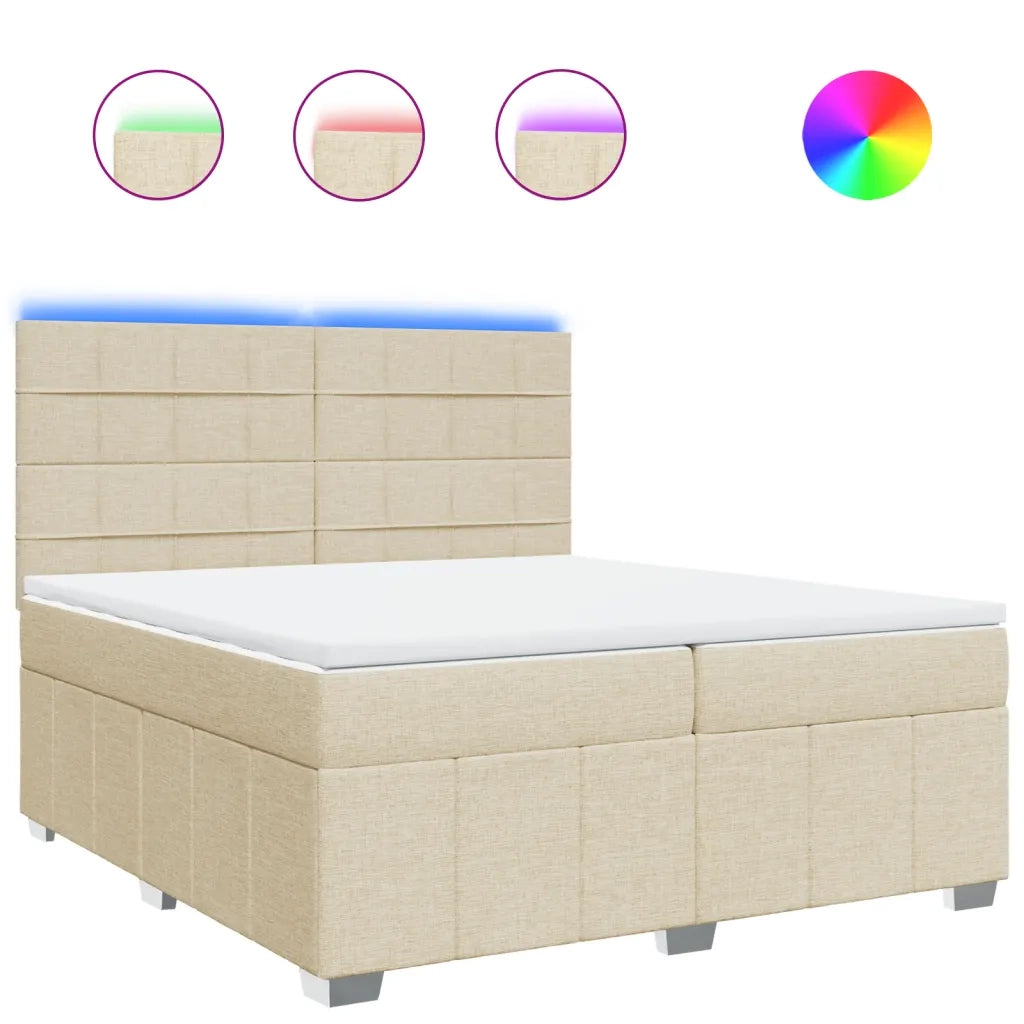 Giroletto a Molle con Materasso Crema 200x200 cm in Tessuto 3294080
