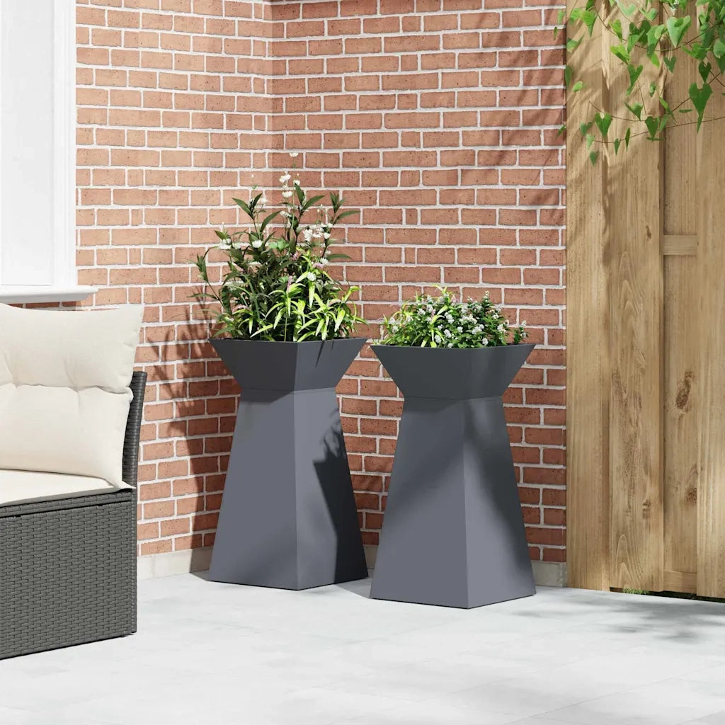 vidaXL Vaso a Pilastro 2 pcs Antracite 35 x 35 x 73 cm Acciaio