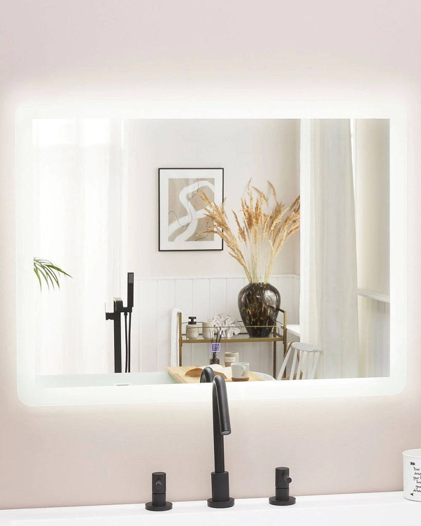 Specchio da Bagno a Parete Rettangolare con Illuminazione LED 60 x 80 cm