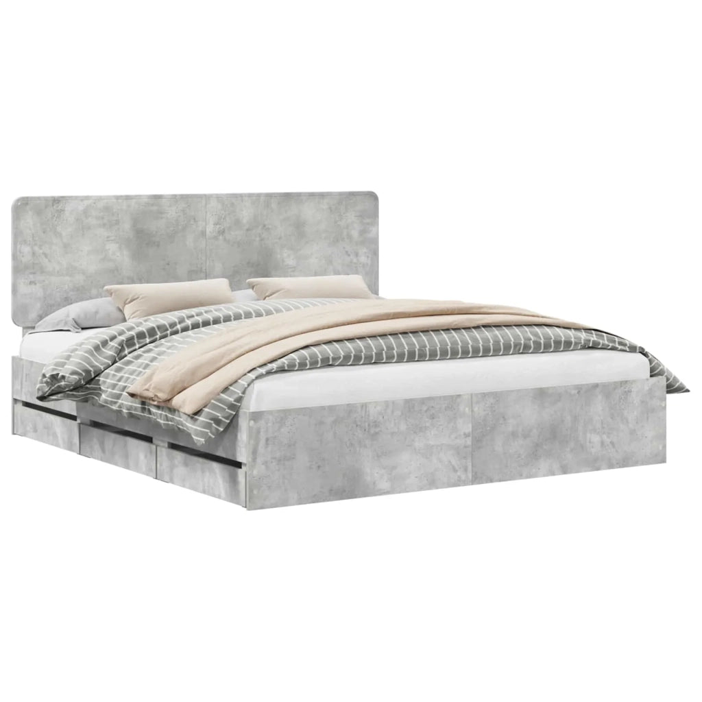 Struttura del letto con cassetto Grigio cemento 200 x 200 cm