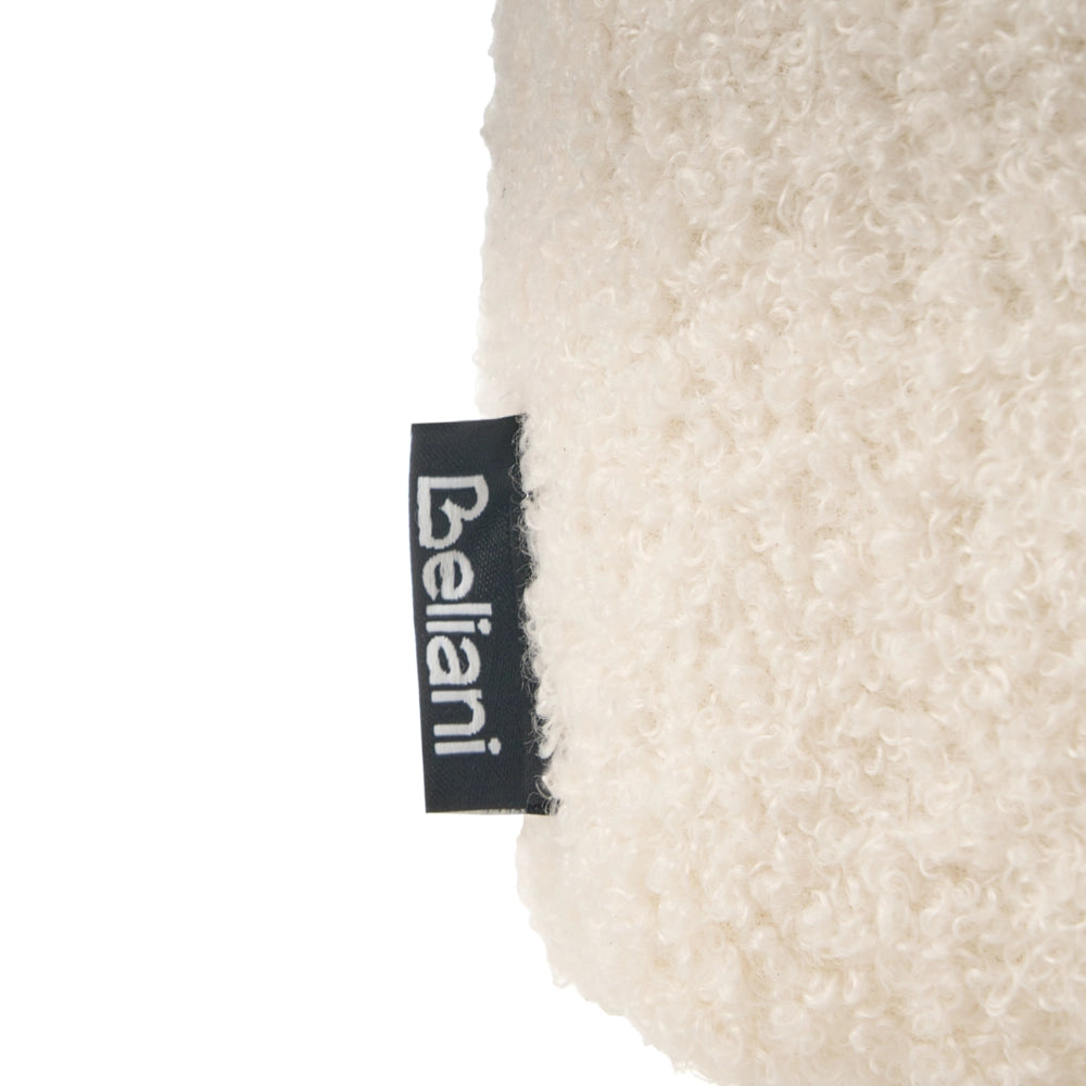 Pouf imbottito in tessuto per camera da letto e soggiorno 86 x 30 forma irregolare bouclè bianco sporco stile scandinavo