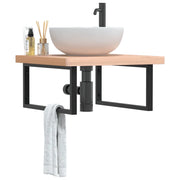 vidaXL Ripiano a Parete per Lavabo in Acciaio e Massello di Faggio