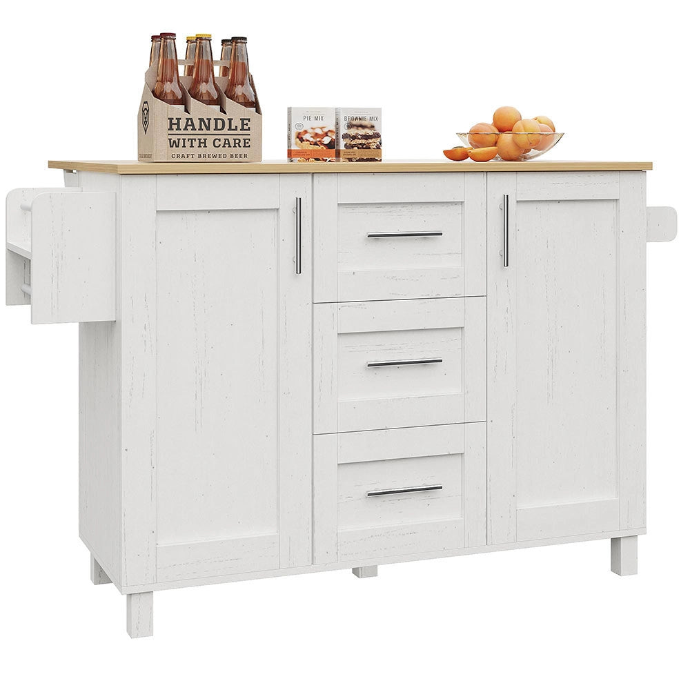 Isola cucina - Xylo - ripiani rimovibili rotelle bianco