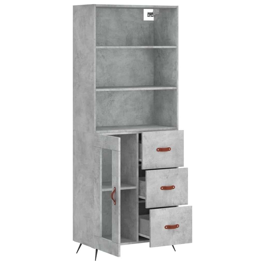 Buffet credenza cassettiera mobiletto mobile contenitore organizer cucina soggiorno salotto alto 69,5 x 34 x 180 cm legno ingegnerizzato grigio 02_0034615