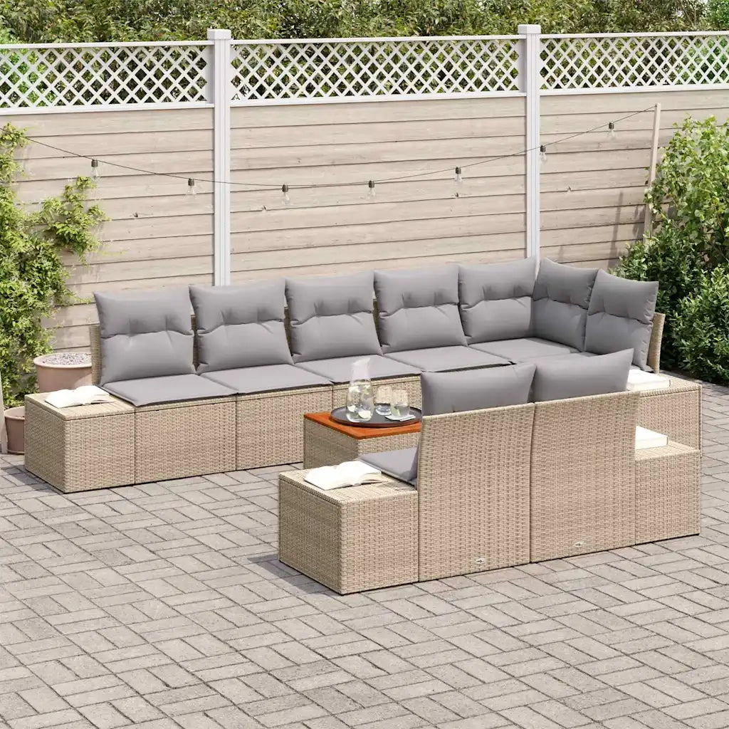 Set Divano da Giardino 9 pcs beige e grigio chiaro