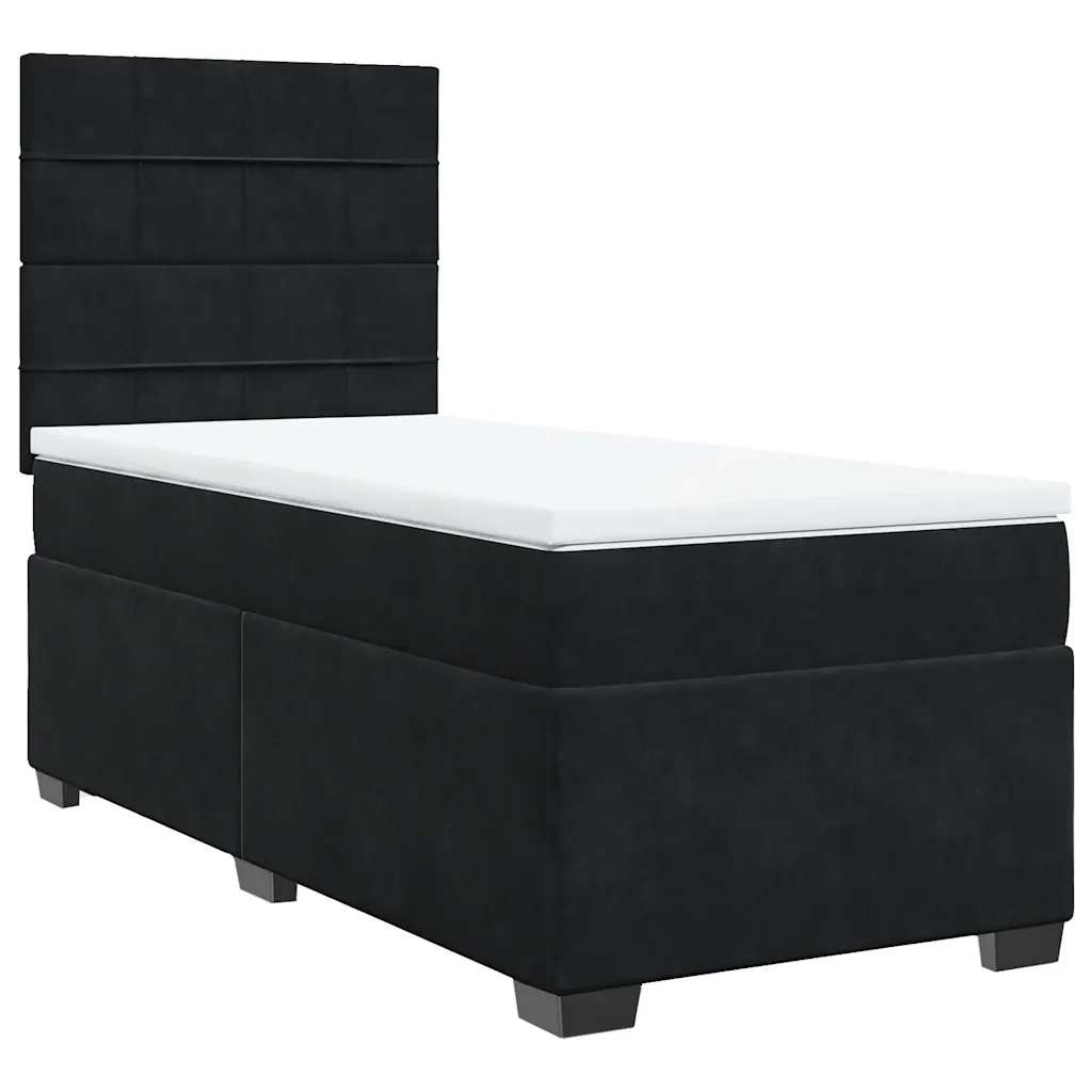Giroletto a Molle con Materasso Nero 80x200 cm in Velluto