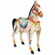Cavallo decorativo in metallo verniciato invecchiato 31x9x34
