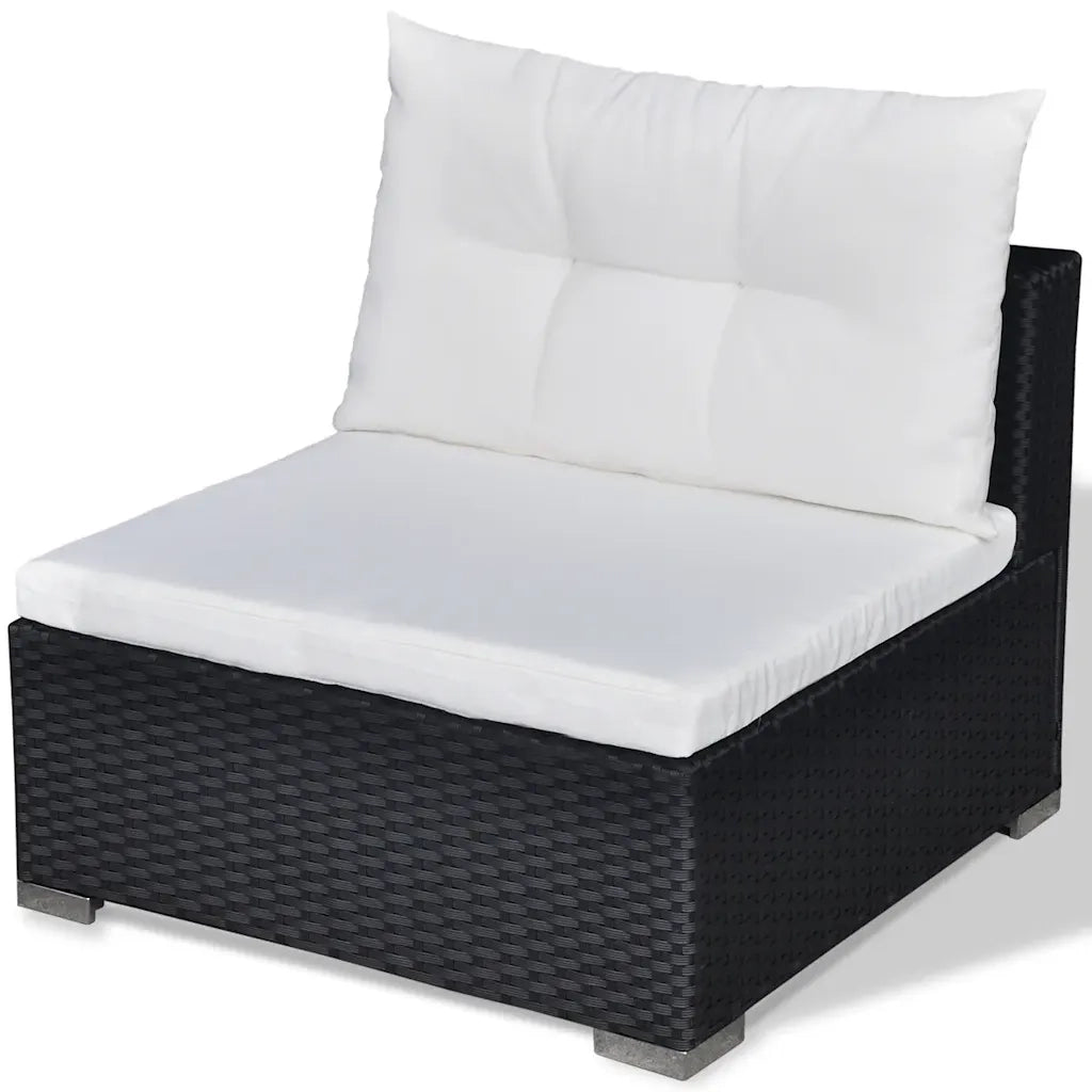 Set Divani da Giardino 6 pz con Cuscini in Polyrattan Nero 42743