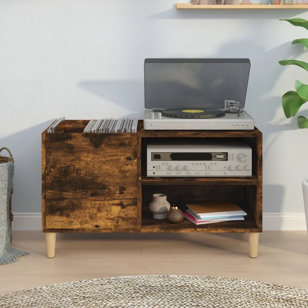 Mobile Porta Dischi Rovere Fumo 84,5x38x48 cm Legno Multistrato 831946