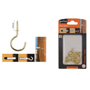 Trade Shop - Set 11 Pezzi Vite A Gancio 1" / 25 Mm Viti Autofilettanti Dorate Per Legno 90807 -