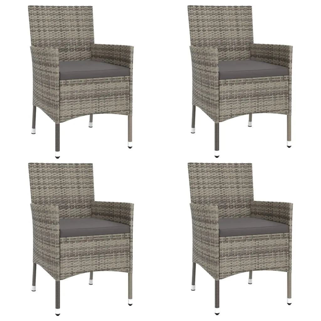 Set BistrÃ² da Giardino 5 pz con Cuscini in Polyrattan Grigiocod mxl 69509