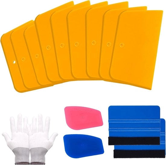 Kit di applicazione per film di oscuramento per finestre - Spalature di riempimento, scheggiatori in plastica e spazzole a pelo di veltro con guanti
