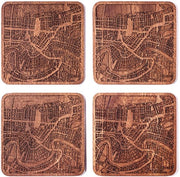 Onderzetters con plancia di città di New Orleans, realizzati in sapele, 4 pezzi, con plancia di città, diverse città opzionale, realizzati a mano