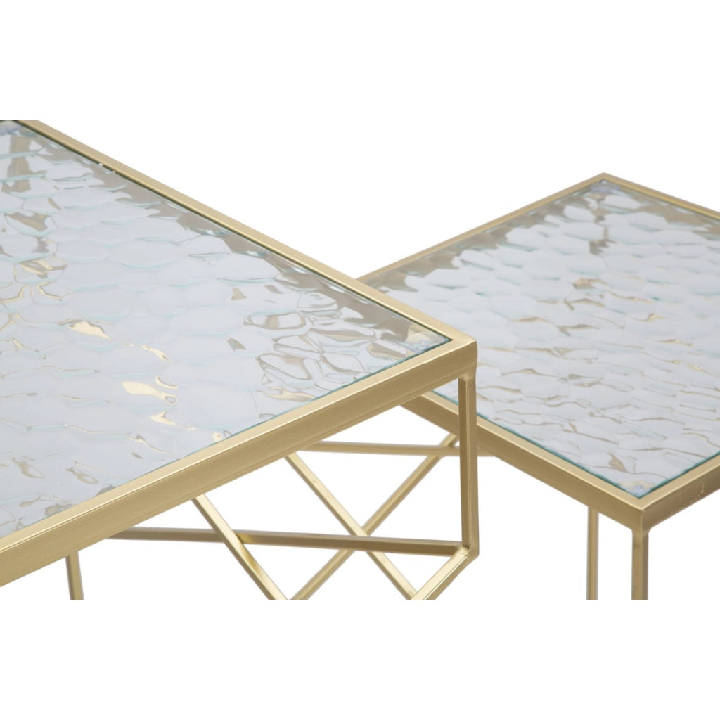 Set di Tavolini VKH595, Oro, Metallo, 50x50x100 cm