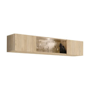Vetrina orizzontale FLY – 1 porta parzialmente vetrata con LED – Rovere chiaro