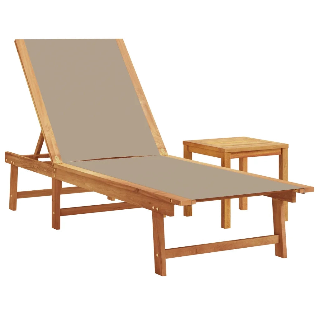 Lettini Prendisole 2 pz e Tavolo Tortora Legno Acacia/Textilene 3279255