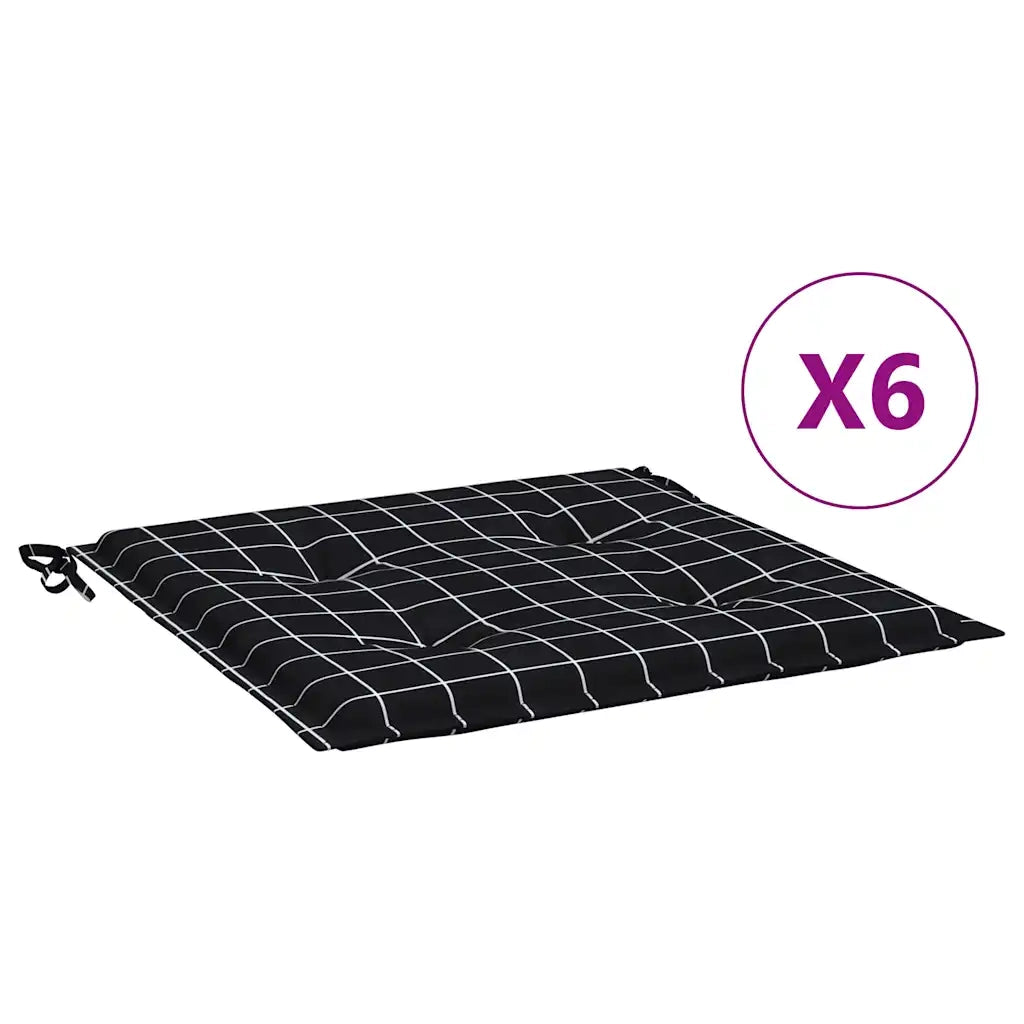 Cuscini Sedia 6 pz Motivo a Quadri Nero 40x40x4 cm in Tessuto 361016