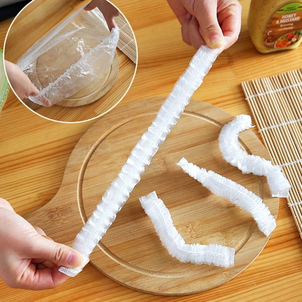 Trade Shop - Kit 100pz Copertura Monouso Pellicola Trasparente Frigo Cibo Frutta Conservazione Plastica -