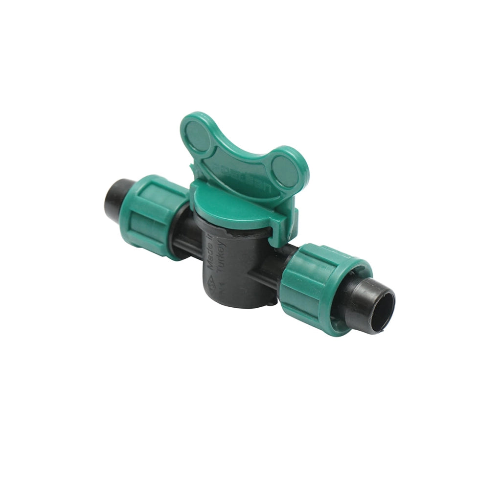 Rubinetto per tubo di gocciolamento uguale D17x17mm, PN4, per sistemi di irrigazione