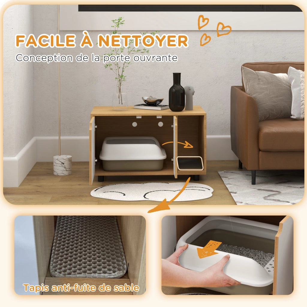 Cassettiera per bagno con ante ¨C zephmum ¨C bianco e naturale 80x48x48 cm