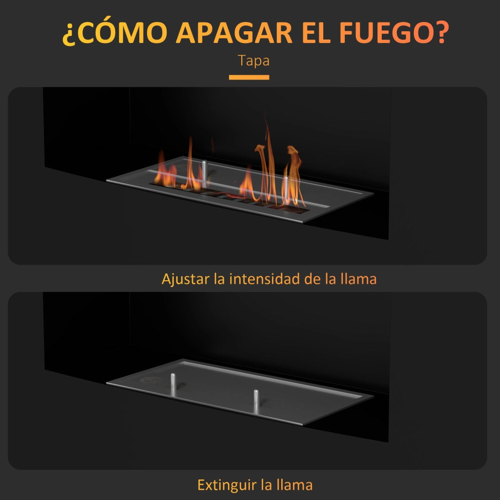 Camino a Bioetanolo da Parete con Serbatoio 0,9L ¨C zephmum ¨C Nero 66x16x52 cm