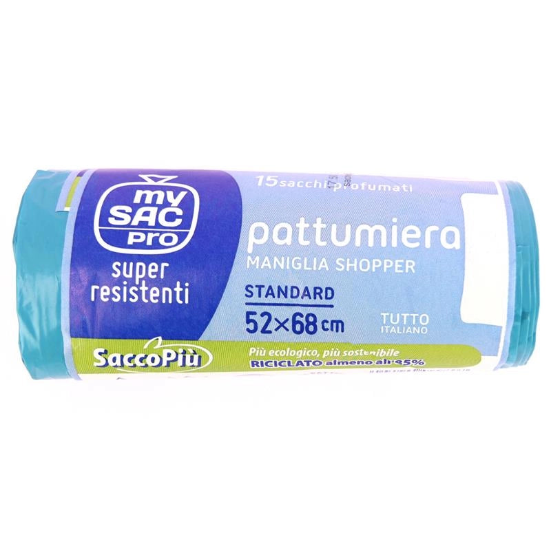 SACCHI PATTUMIERA PROFUMATI CON MANIGLIA SHOPPER SUPER RESISTENTI 15 PZ 52X68 CM ASSORTITO