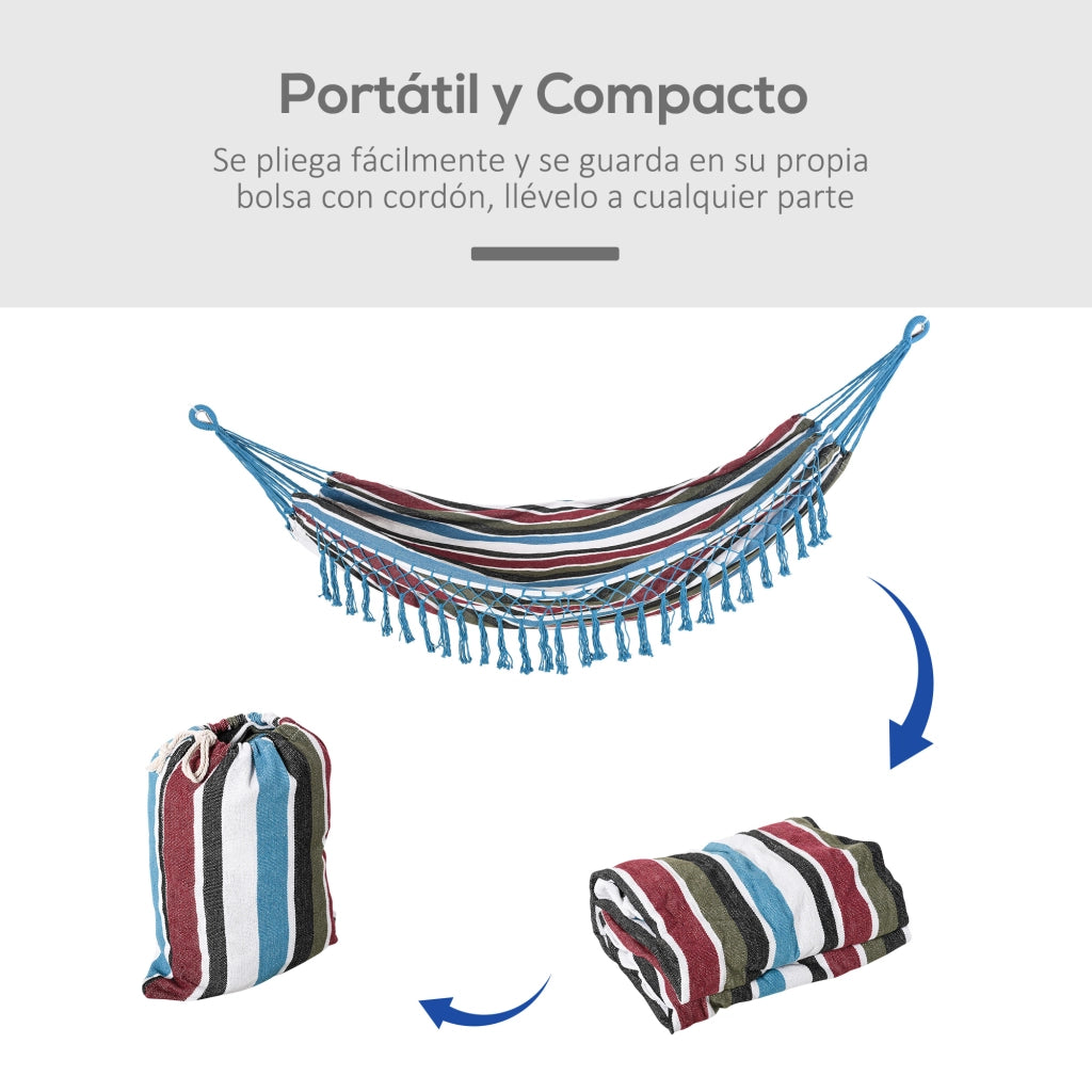 Amaca Doppia Portatile in Cotone ¨C Zephmum ¨C 285x150 cm Grigio con Borsa Trasporto