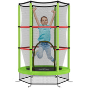 Tappeto Elastico per Bambini 3-6 Anni Ø140x190 cm con Rete di Protezione Verde e Nero