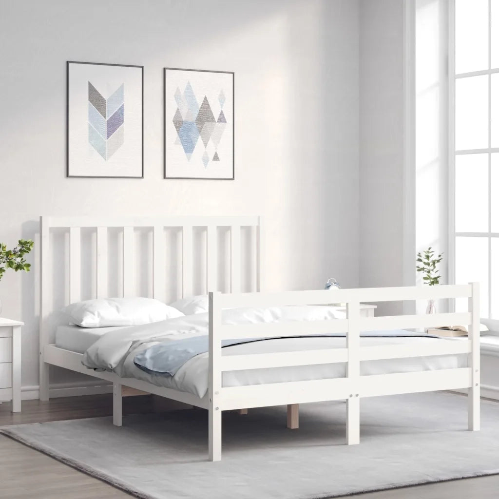 Giroletto senza Materasso-Struttura Letto Bianco 140x200 cm Legno Massello Pino 152567