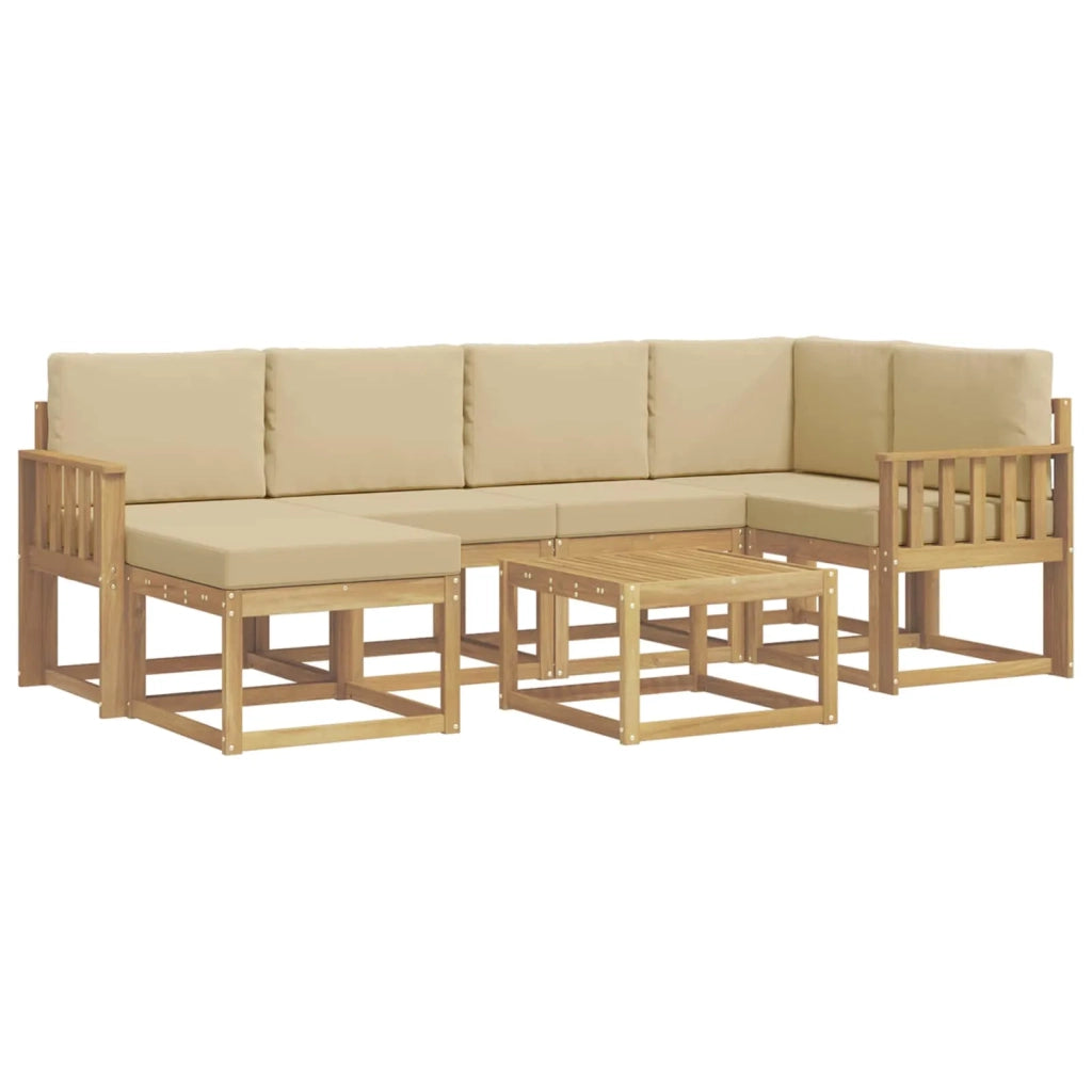 Set di divani da esterno con cuscino 7 pcs Bianco e Beige 3387907