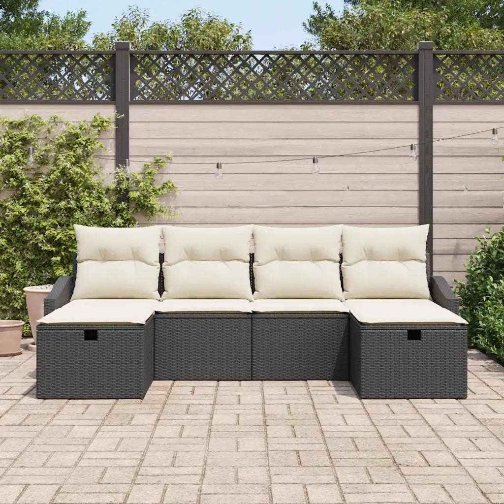 Set Divano da Giardino con cuscino 6 pcs Nero Poly Rattan 3359316