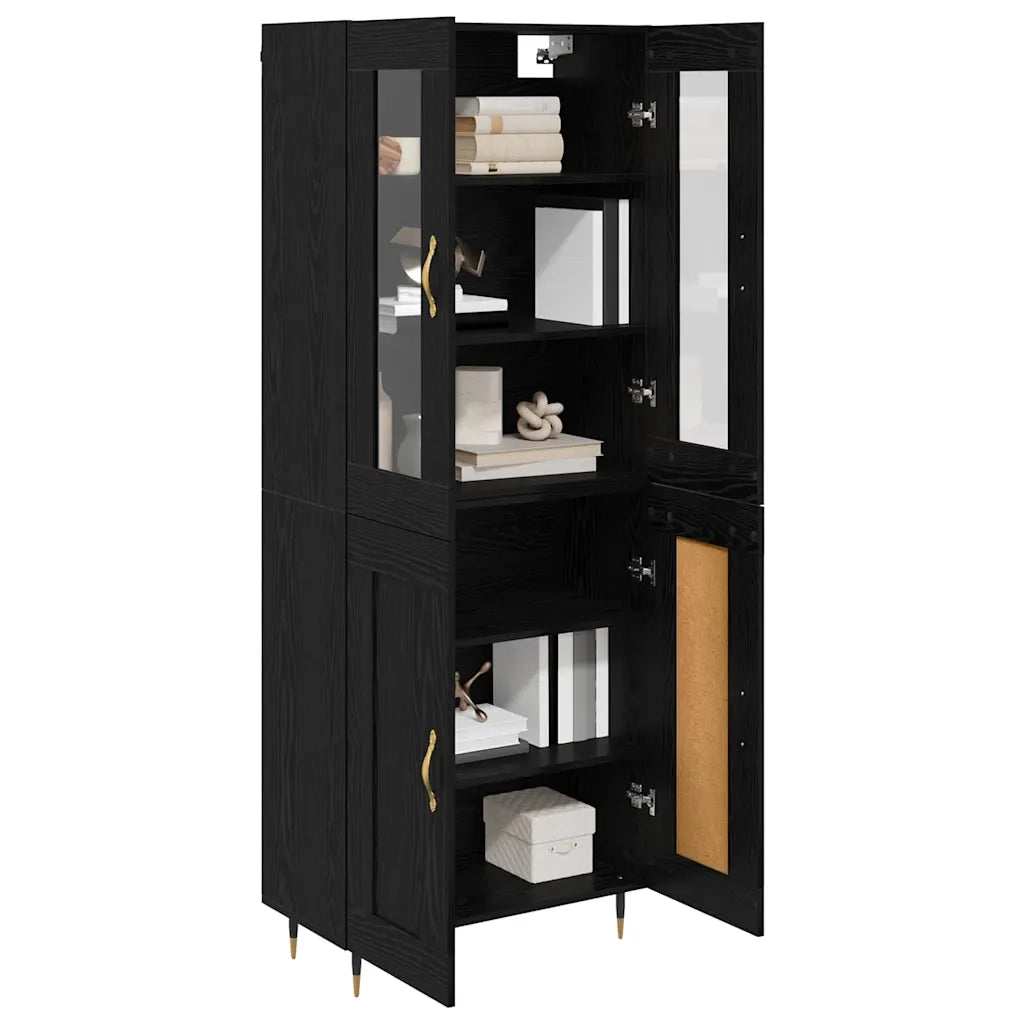 Credenza 2 pcs Rovere Nero Legno multistrato 3416169