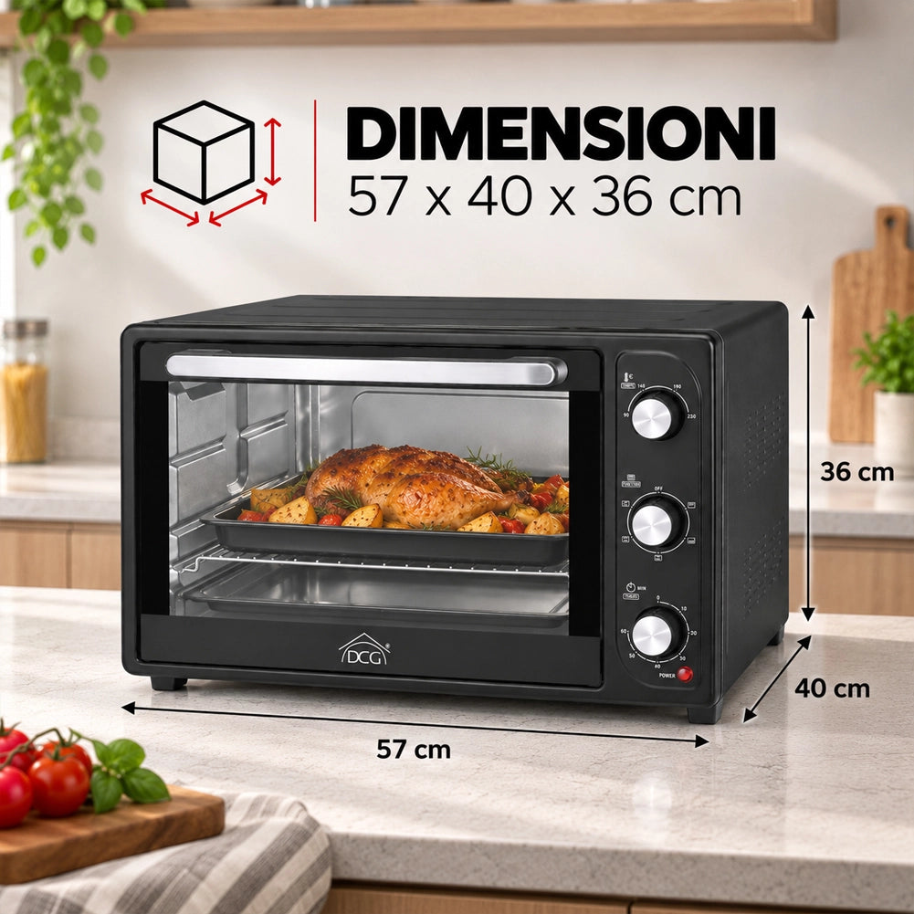 Forno Elettrico Ventilato 45 Litri 2000W Con Timer e Spia Luminosa DCG MB9845N