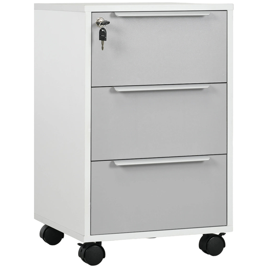 Scrivania con cassetti e ruote ¨C zephmum ¨C bianco grigio 40x40x63.5 cm