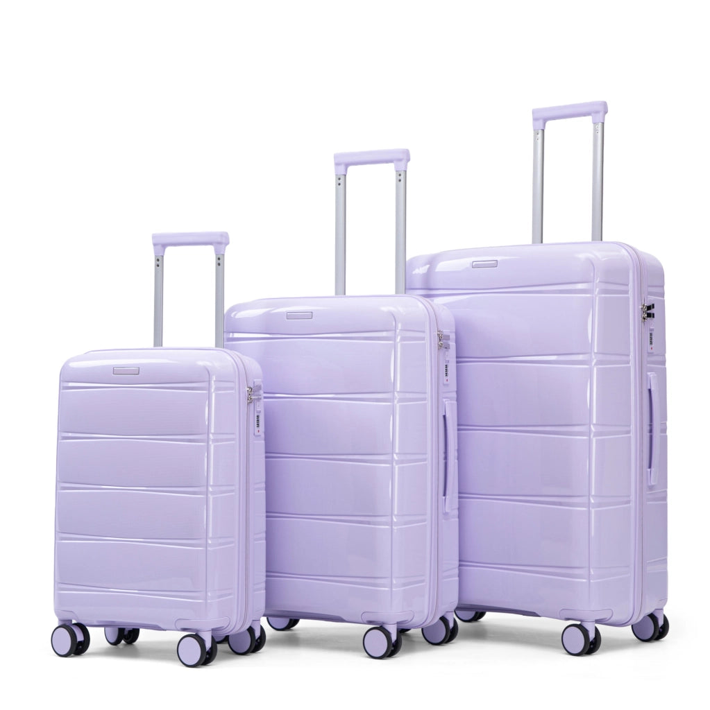 SET VALIGIE 3 Pezzi 51/61/71 cm PP Viola con Lucchetto