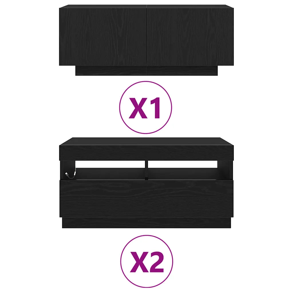 Set mobile TV 3 pcs Nero 260 x 35 x 40 cm Legno multistrato 3333064