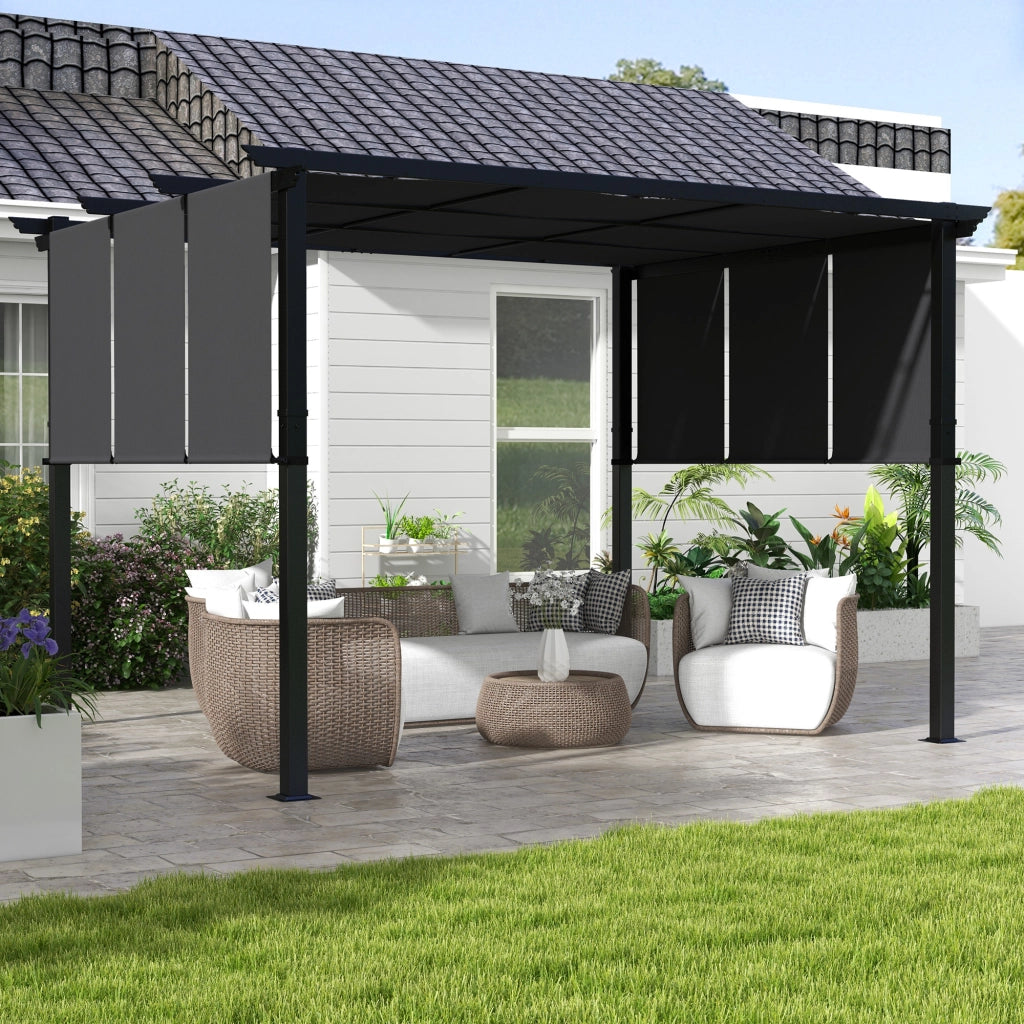 Gazebo Pergola 3x3.5 m ¨C Minimal ¨C Grigio Acciaio Poliestere Anti UV