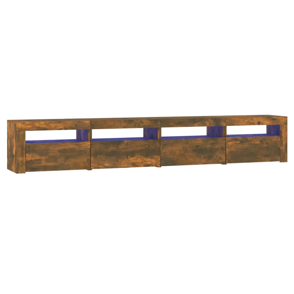 Mobile Porta TV con Luci LED Rovere Fumo 240x35x40 cm 3152767