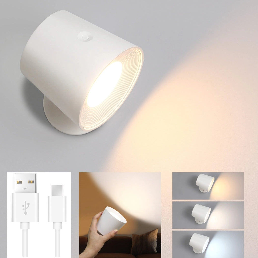 ZMH Applique LED orientabile a 360° 3 livelli di luminosità bianco per soggiorno ingresso