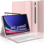 Hoes con tastiera per Samsung Galaxy Tab S9FE Plus 12.4 pollici - Tastiera rimovibile magneticamente - Roségoud - Con holder per matita