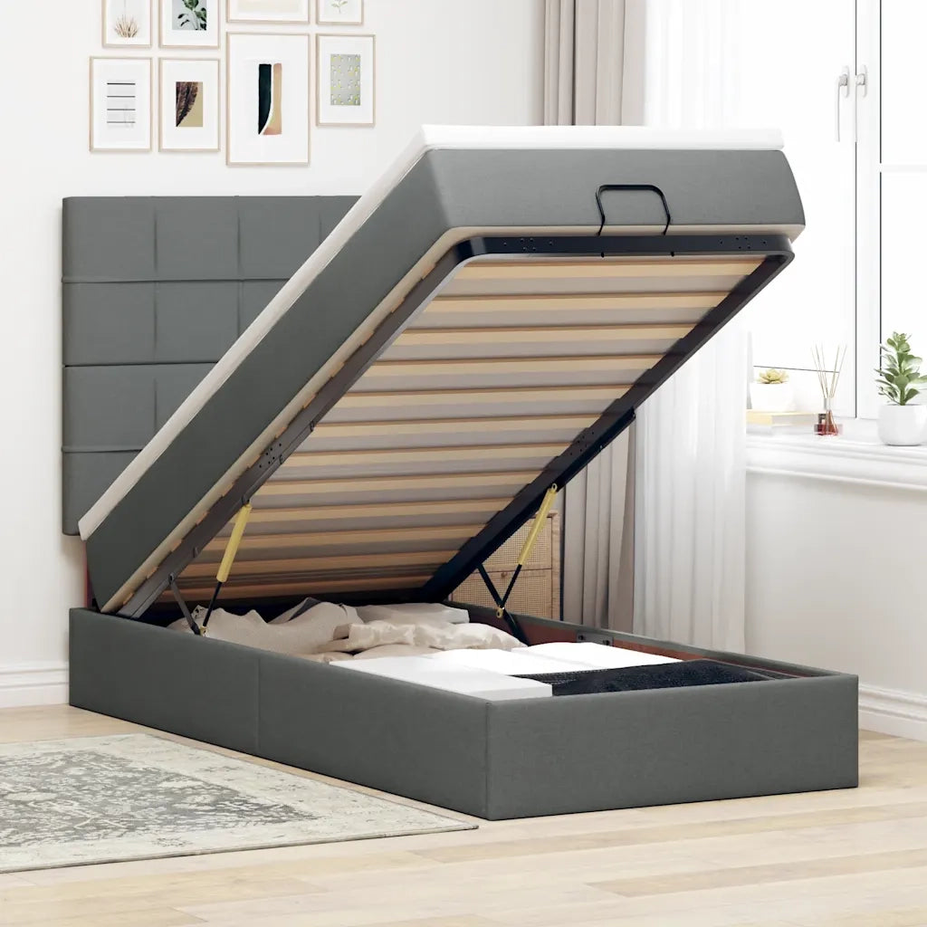 Struttura Letto Pouf con Materasso 90x190 cm in Tessuto 3313969