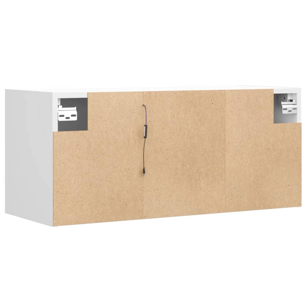 Mobile TV multimediale scaffale TV credenza mobile TV sala da pranzo soggiorno camera da letto montaggio a parete con luci LED 80 x 31 x 35 cm bianco 02_0027913