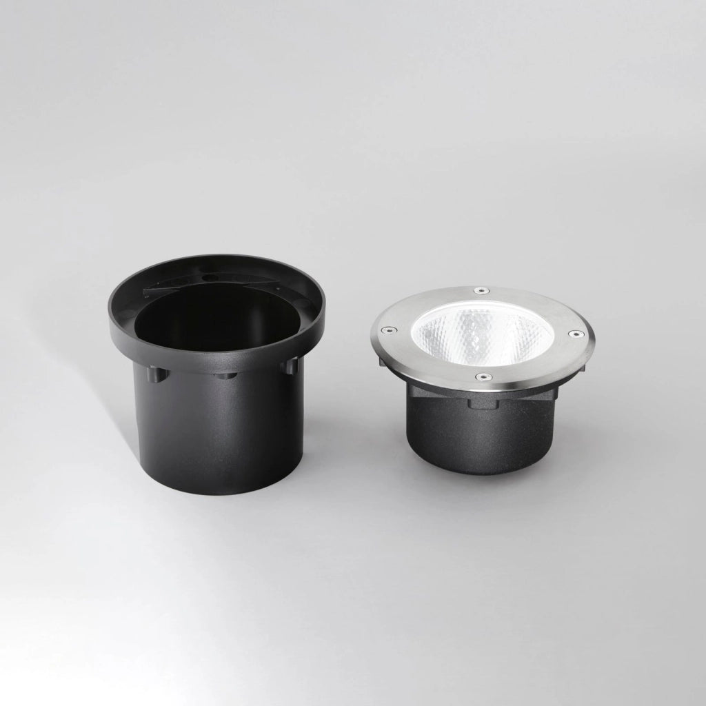 FARO A INCASSO CALPESTABILE LED WALK ACCIAIO TONDO 12W 1400LM 3000K IP67 14X9,15CM