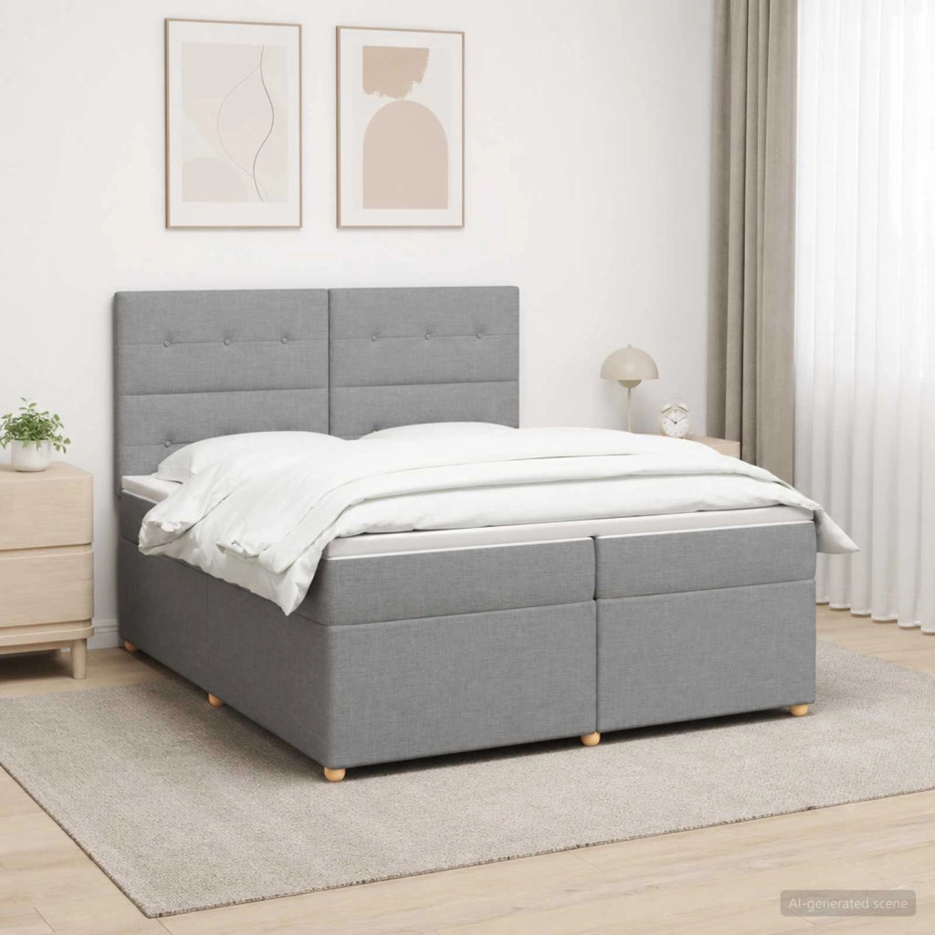 Letto box spring con materasso Grigio Chiaro 200 x 200 cm 3455427