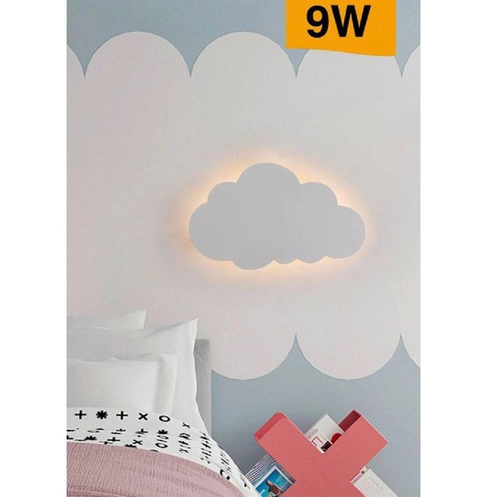 Trade Shop - Applique A Led Forma Nuvola Lampada Da Parete 9 W 3 Colorazione Di Luce Aq28-b3c -