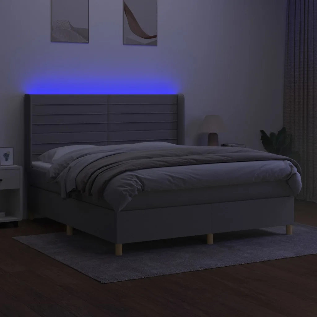 Letto a Molle Materasso e LED Grigio Chiaro 180x200 cm Tessuto 3138973