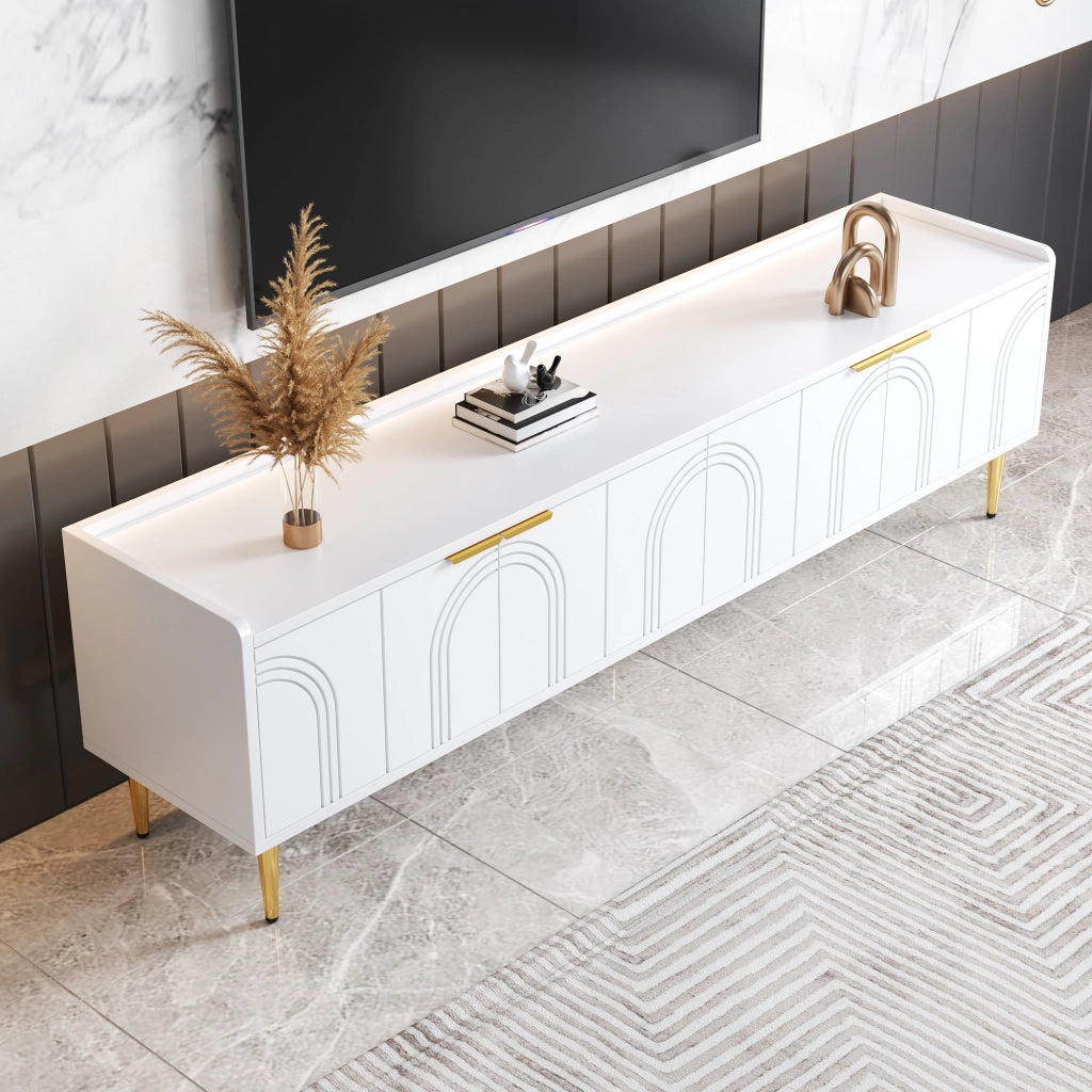 OKWISH Mobile TV con Vani Interni e Passacavi, Stile Moderno, per Soggiorno, in MDF, Bianco, 170×35×47.5 cm