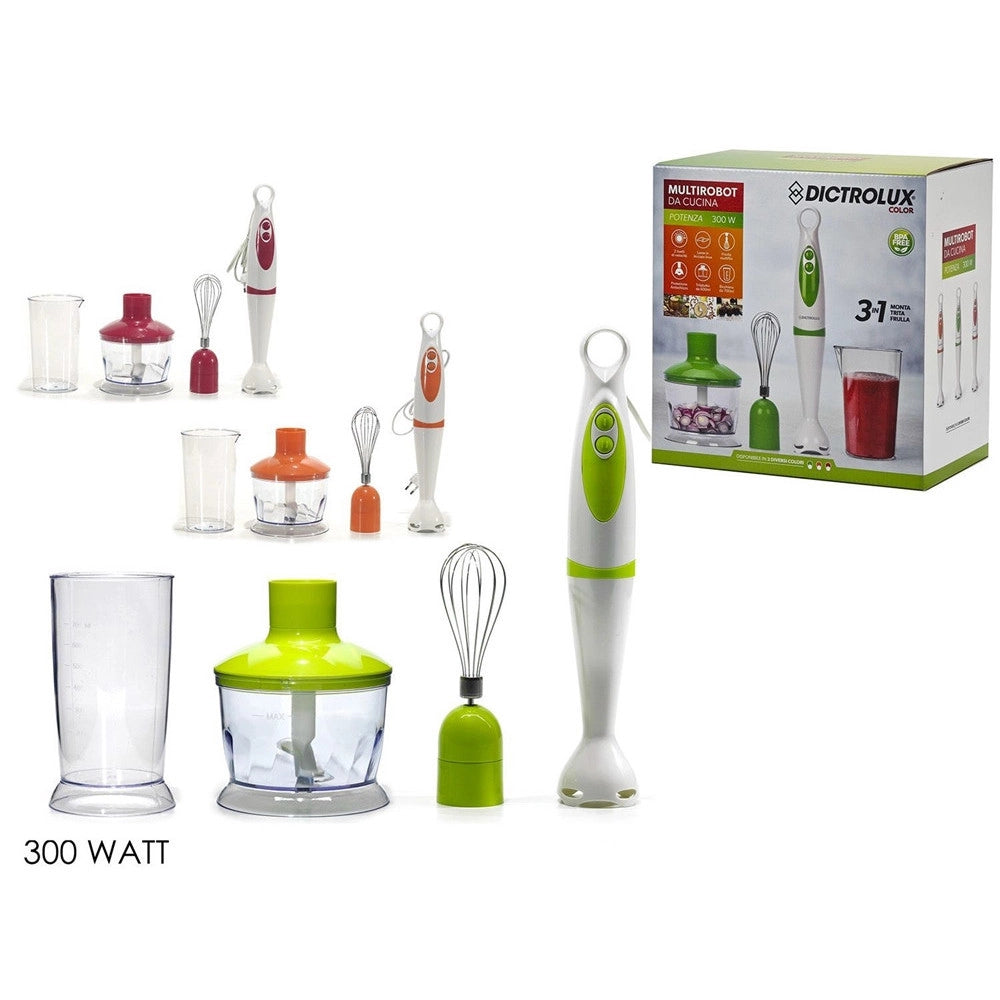 Trade Shop - Multirobot Mixer Mixplus Elettrico 3in1 300w Assortito Monta Frulla Tritatutto -