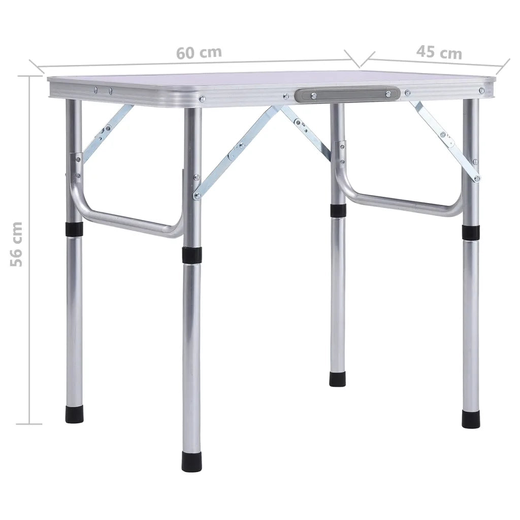 Tavolo Pieghevole da Campeggio Bianco in Alluminio 60x45cm CFW5598530